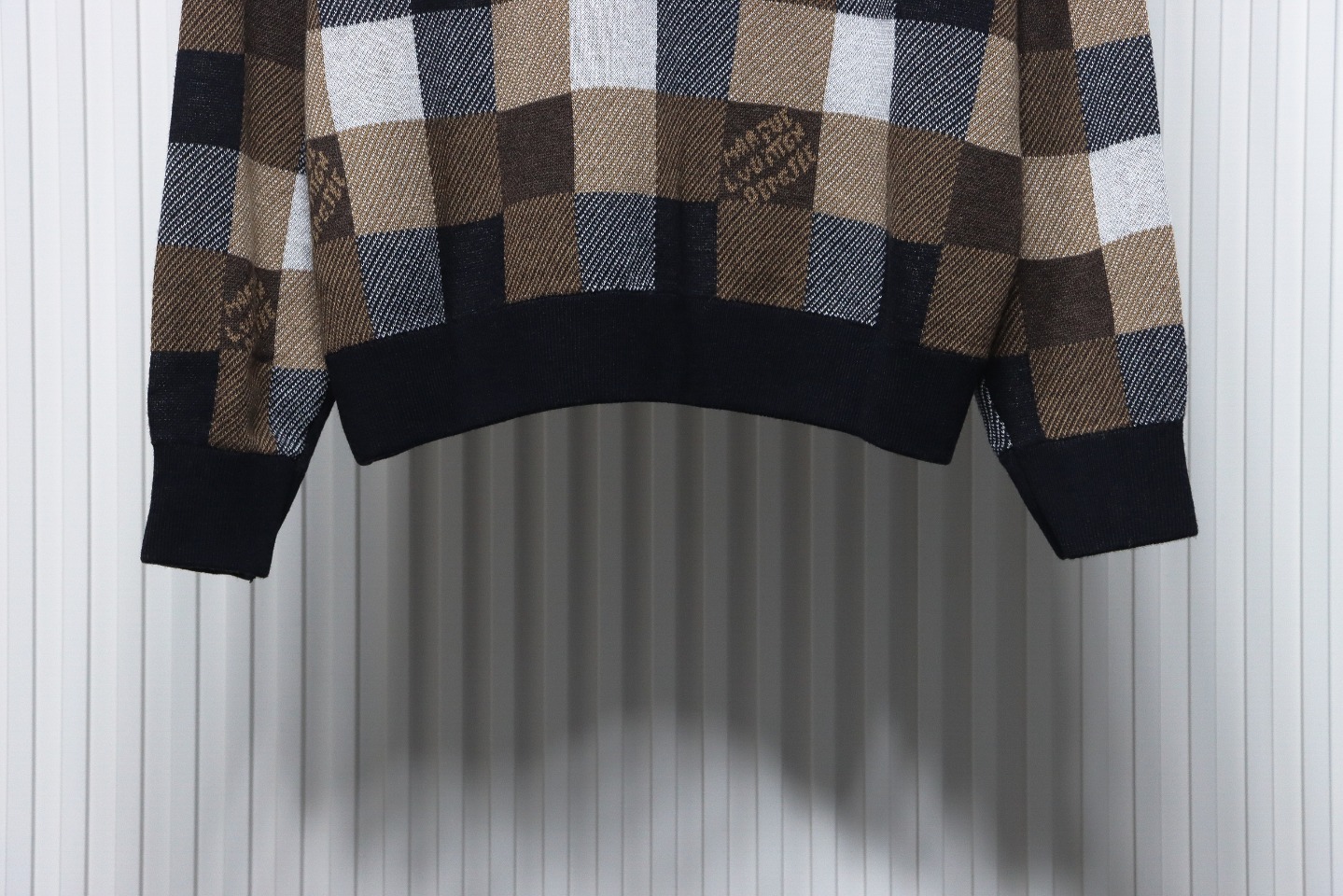 Louis Vuitton 24Fw Damier Checkerboard Monogram Letters Knitted Hoodie