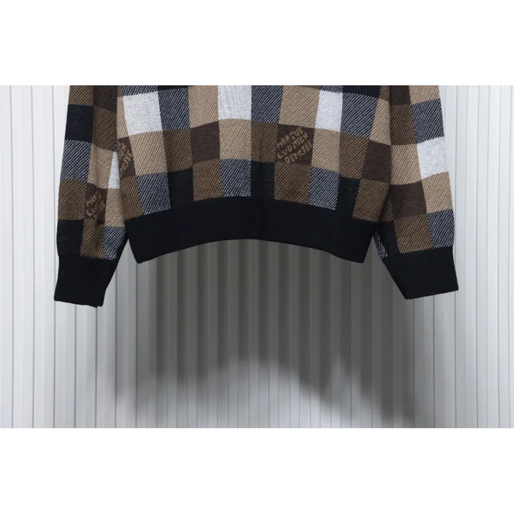 Louis Vuitton 24Fw Damier Checkerboard Monogram Letters Knitted Hoodie