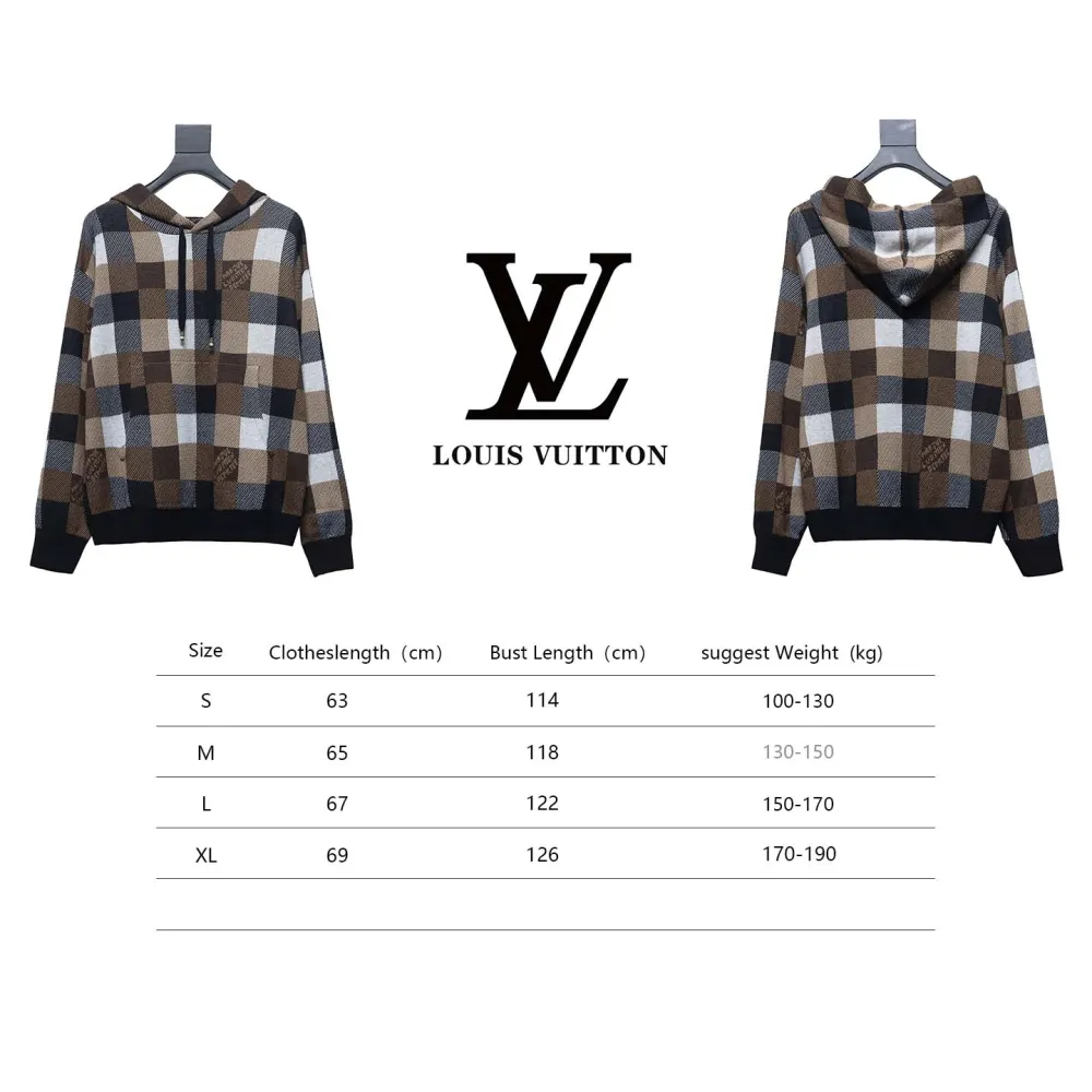 Louis Vuitton 24Fw Damier Checkerboard Monogram Letters Knitted Hoodie