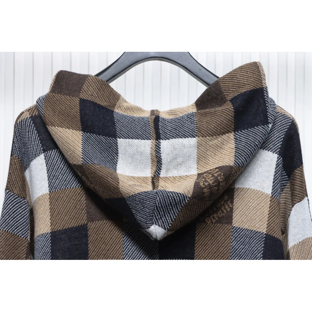 Louis Vuitton 24Fw Damier Checkerboard Monogram Letters Knitted Hoodie