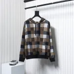 Louis Vuitton 24Fw Damier Checkerboard Monogram Letters Knitted Hoodie