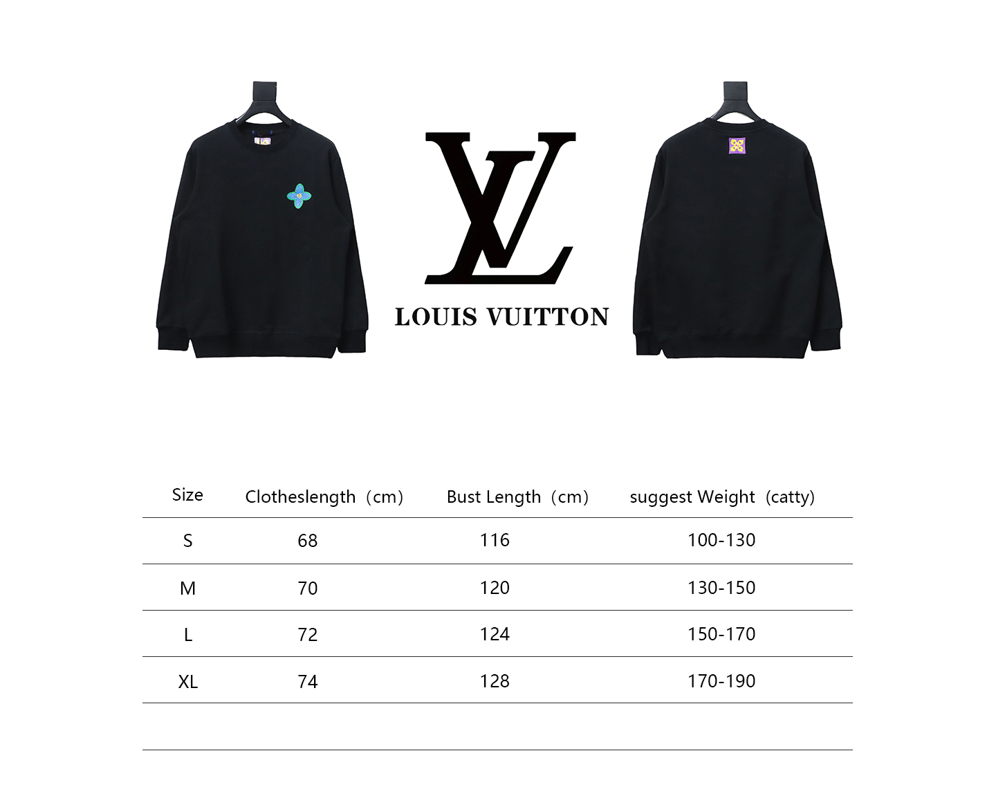 Louis Vuitton 24Fw Four-Leaf Clover Embroidery Crewneck Sweatshirt Black