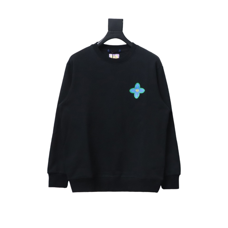 Louis Vuitton 24Fw Four-Leaf Clover Embroidery Crewneck Sweatshirt Black