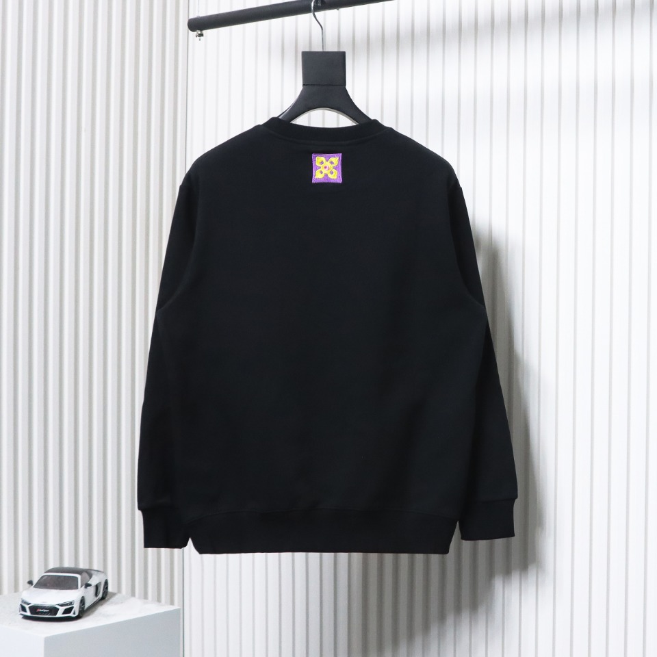 Louis Vuitton 24Fw Four-Leaf Clover Embroidery Crewneck Sweatshirt Black