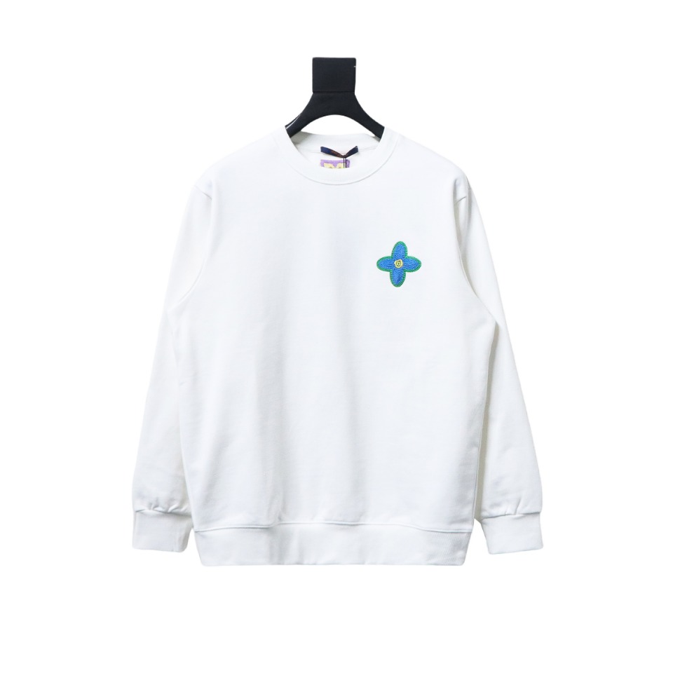 Louis Vuitton 24Fw Four-Leaf Clover Embroidery Crewneck Sweatshirt White
