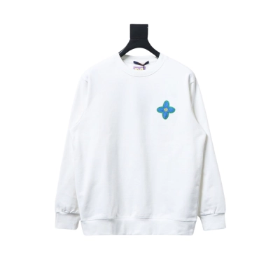 Louis Vuitton 24Fw Four-Leaf Clover Embroidery Crewneck Sweatshirt White 01