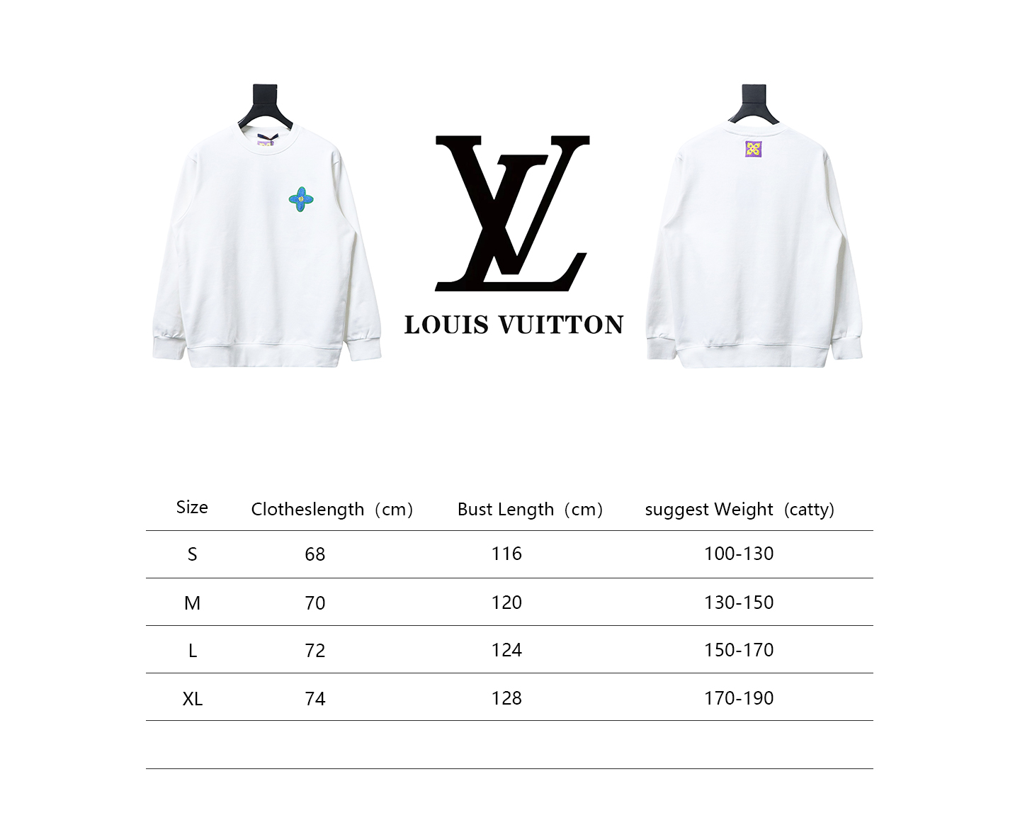 Louis Vuitton 24Fw Four-Leaf Clover Embroidery Crewneck Sweatshirt White