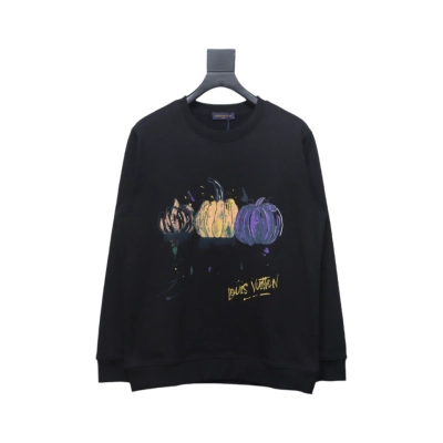 Louis Vuitton 24FW Graffiti Hand-Painted Pumpkin Crewneck Sweatshirt Black 01