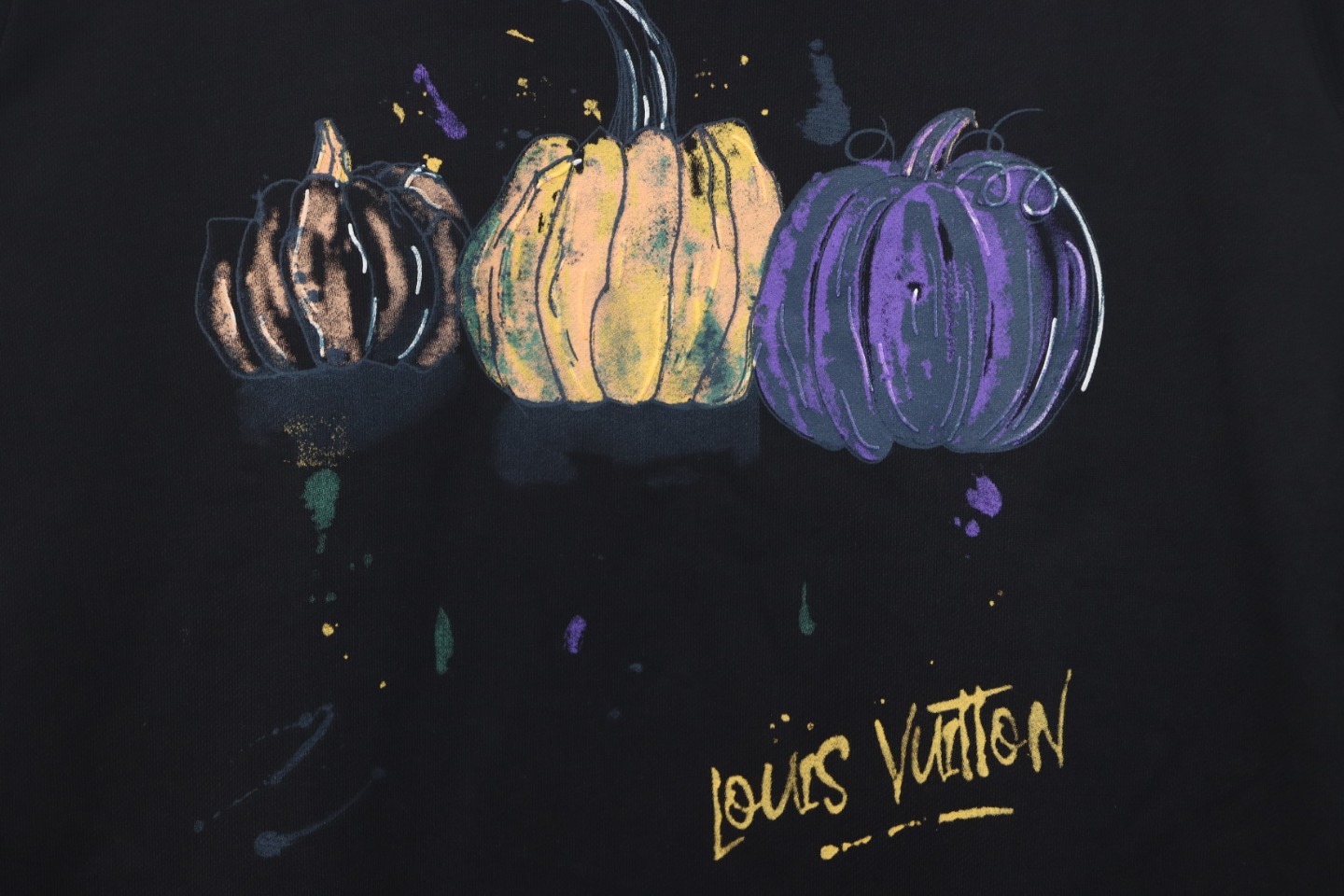 Louis Vuitton 24FW Graffiti Hand-Painted Pumpkin Crewneck Sweatshirt Black