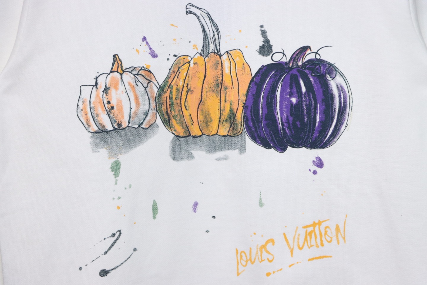 Louis Vuitton 24FW Graffiti Hand-Painted Pumpkin Crewneck Sweatshirt White