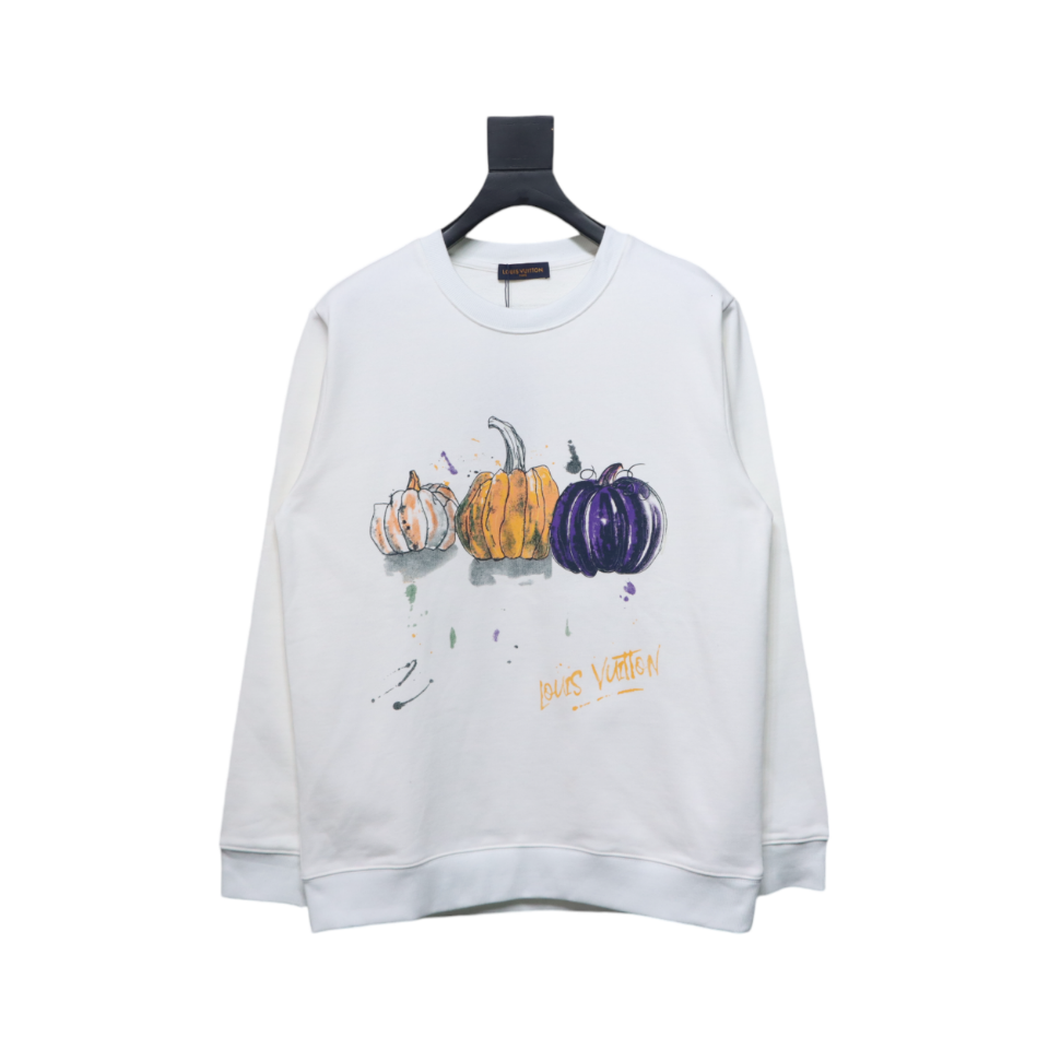 Louis Vuitton 24FW Graffiti Hand-Painted Pumpkin Crewneck Sweatshirt White