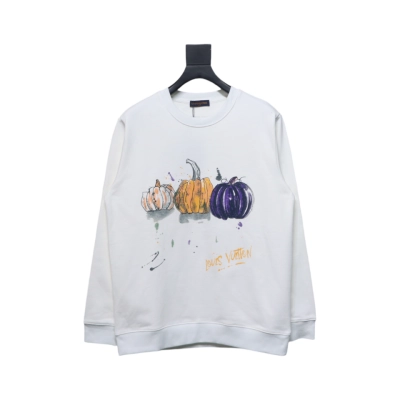 Louis Vuitton 24FW Graffiti Hand-Painted Pumpkin Crewneck Sweatshirt White 01
