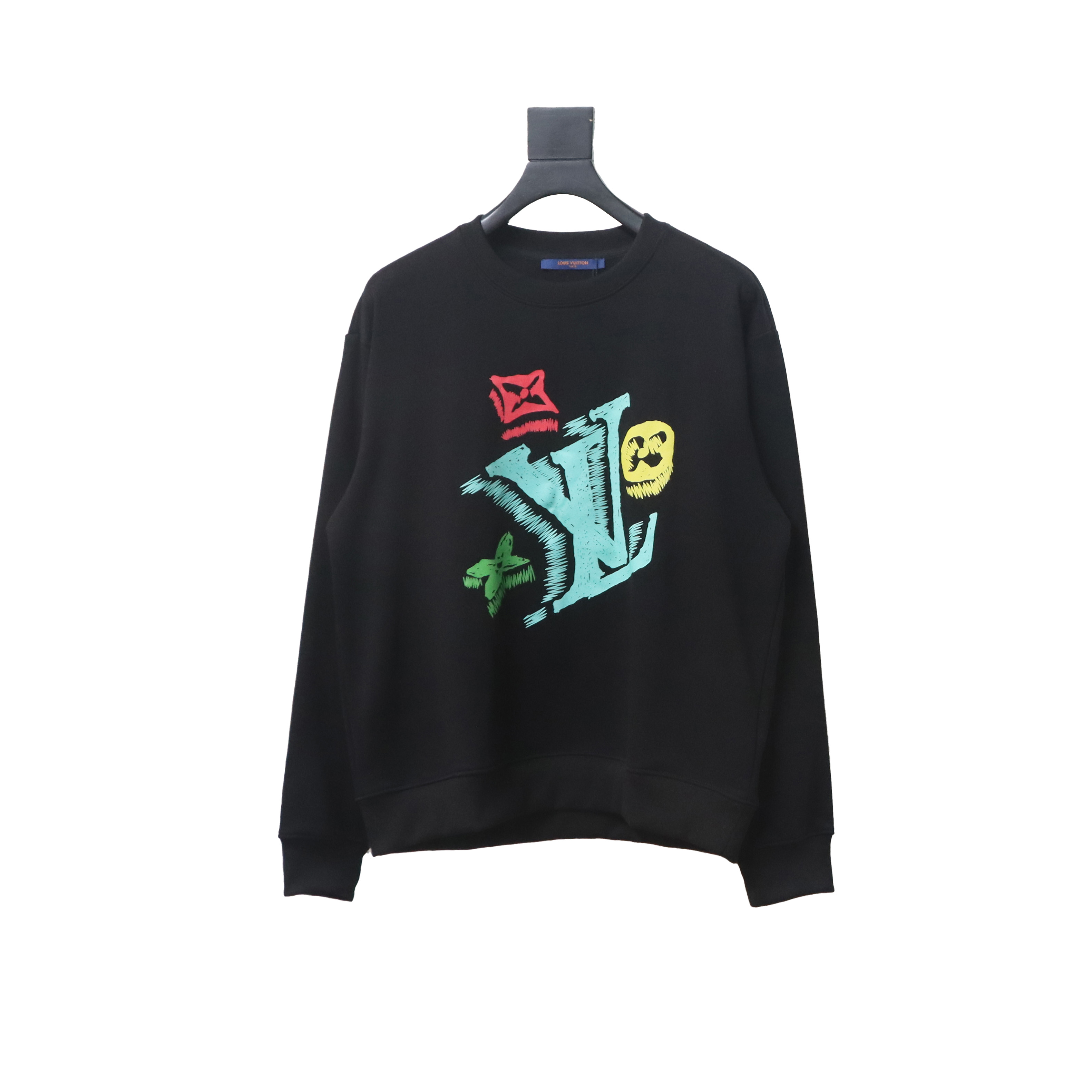 Louis Vuitton 24Fw Graffiti Print Crew Neck Sweatshirt Black