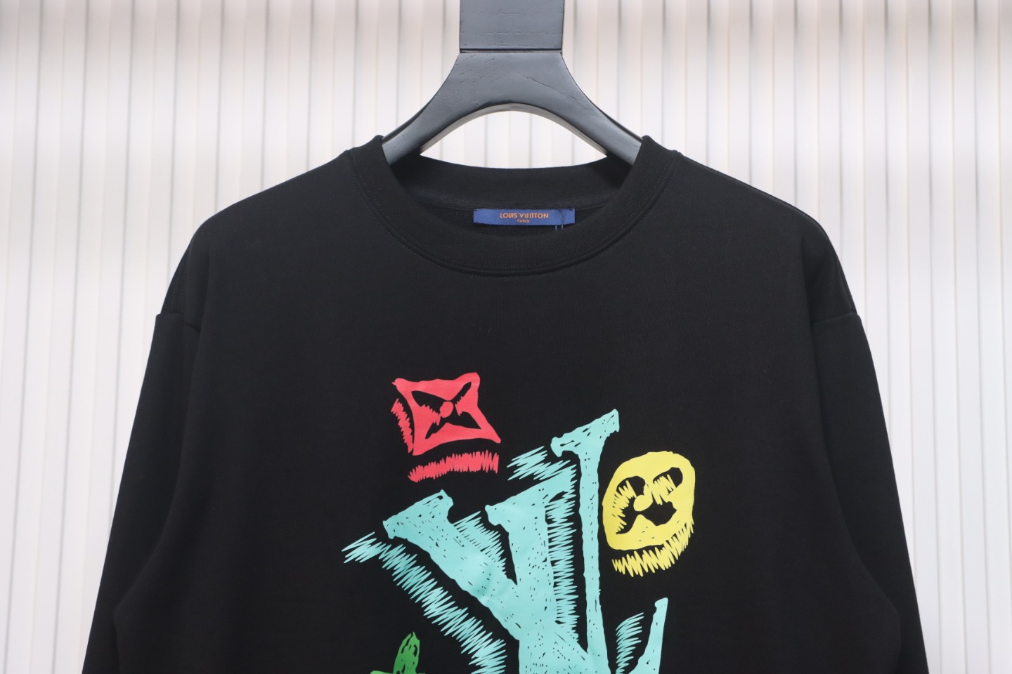 Louis Vuitton 24Fw Graffiti Print Crew Neck Sweatshirt Black
