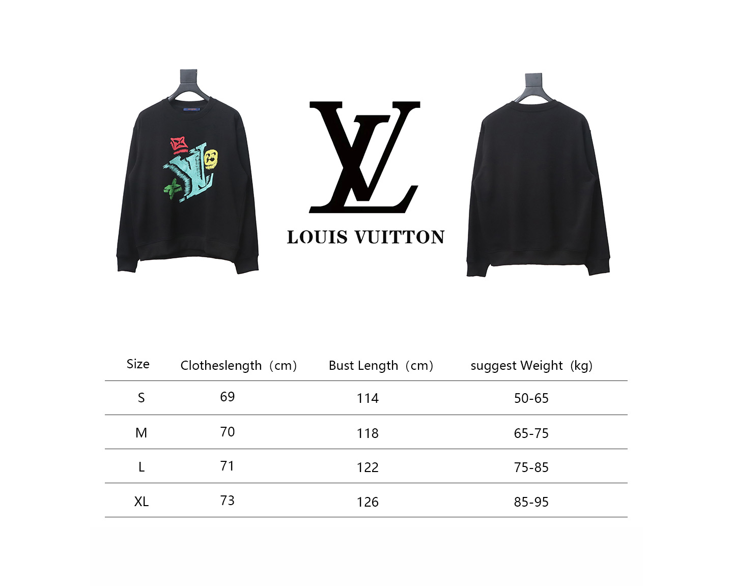 Louis Vuitton 24Fw Graffiti Print Crew Neck Sweatshirt Black