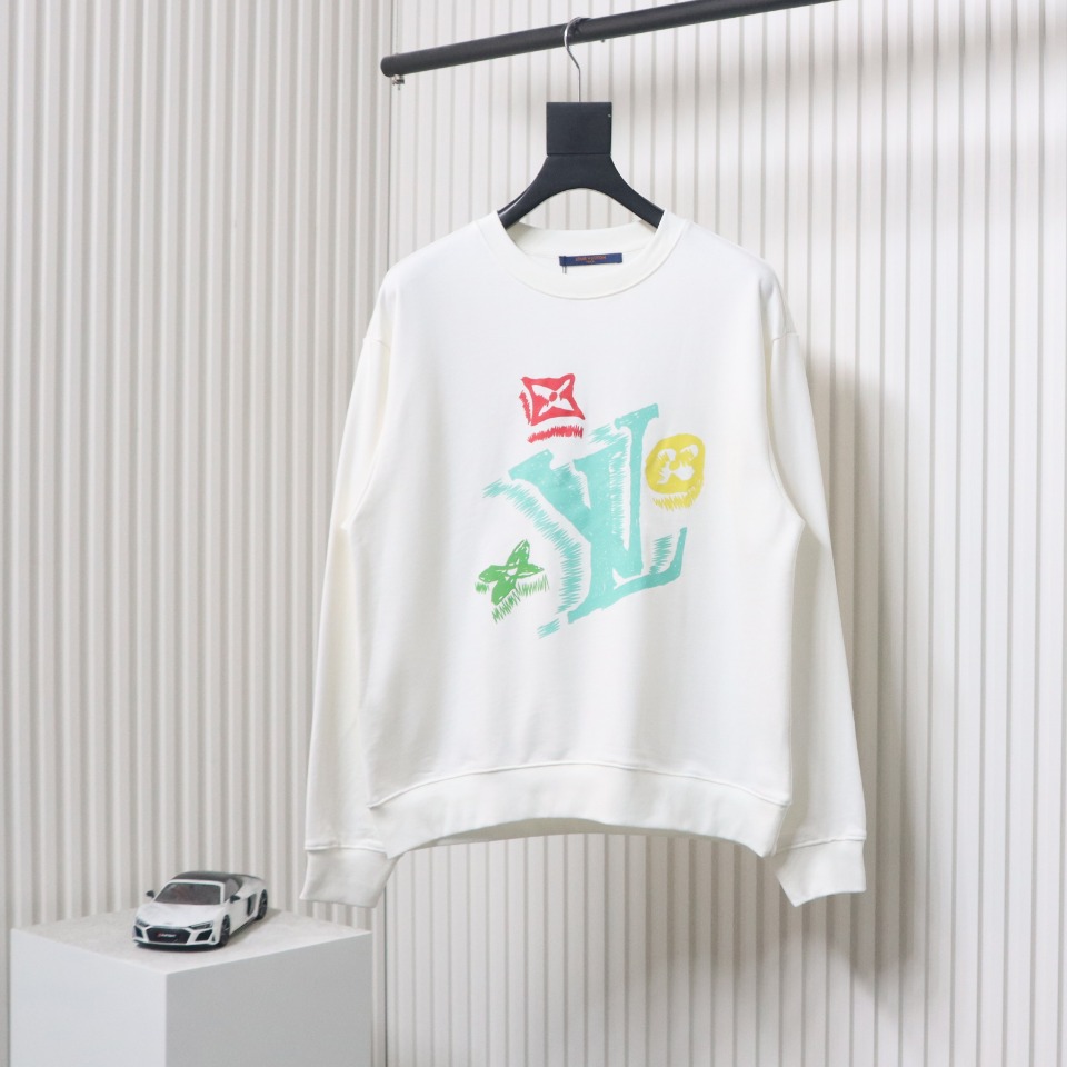 Louis Vuitton 24Fw Graffiti Print Crew Neck Sweatshirt White