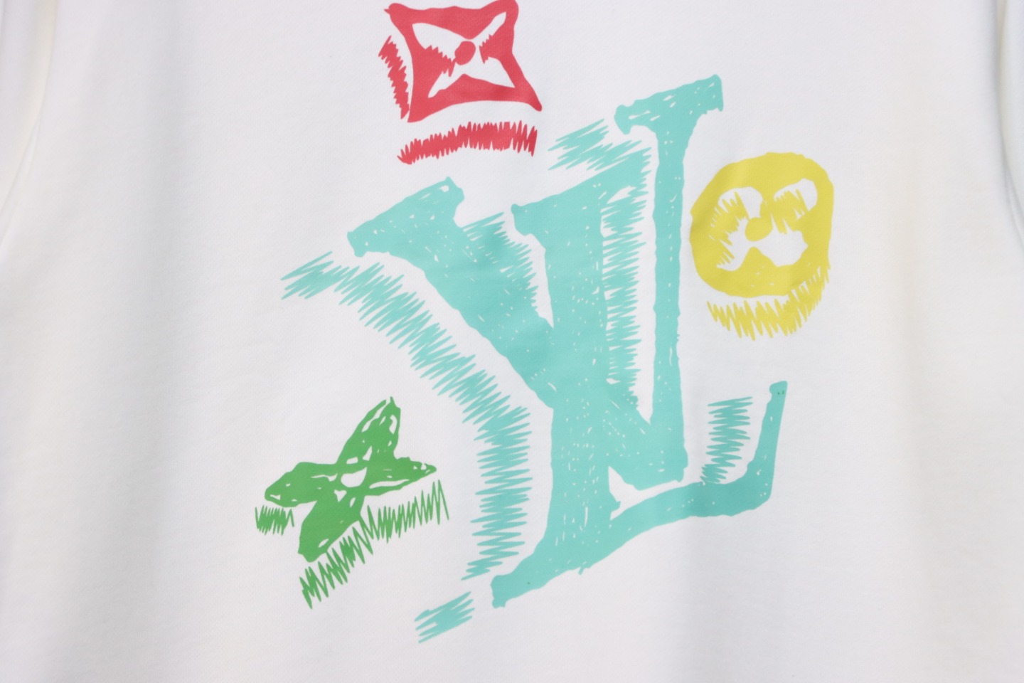 Louis Vuitton 24Fw Graffiti Print Crew Neck Sweatshirt White
