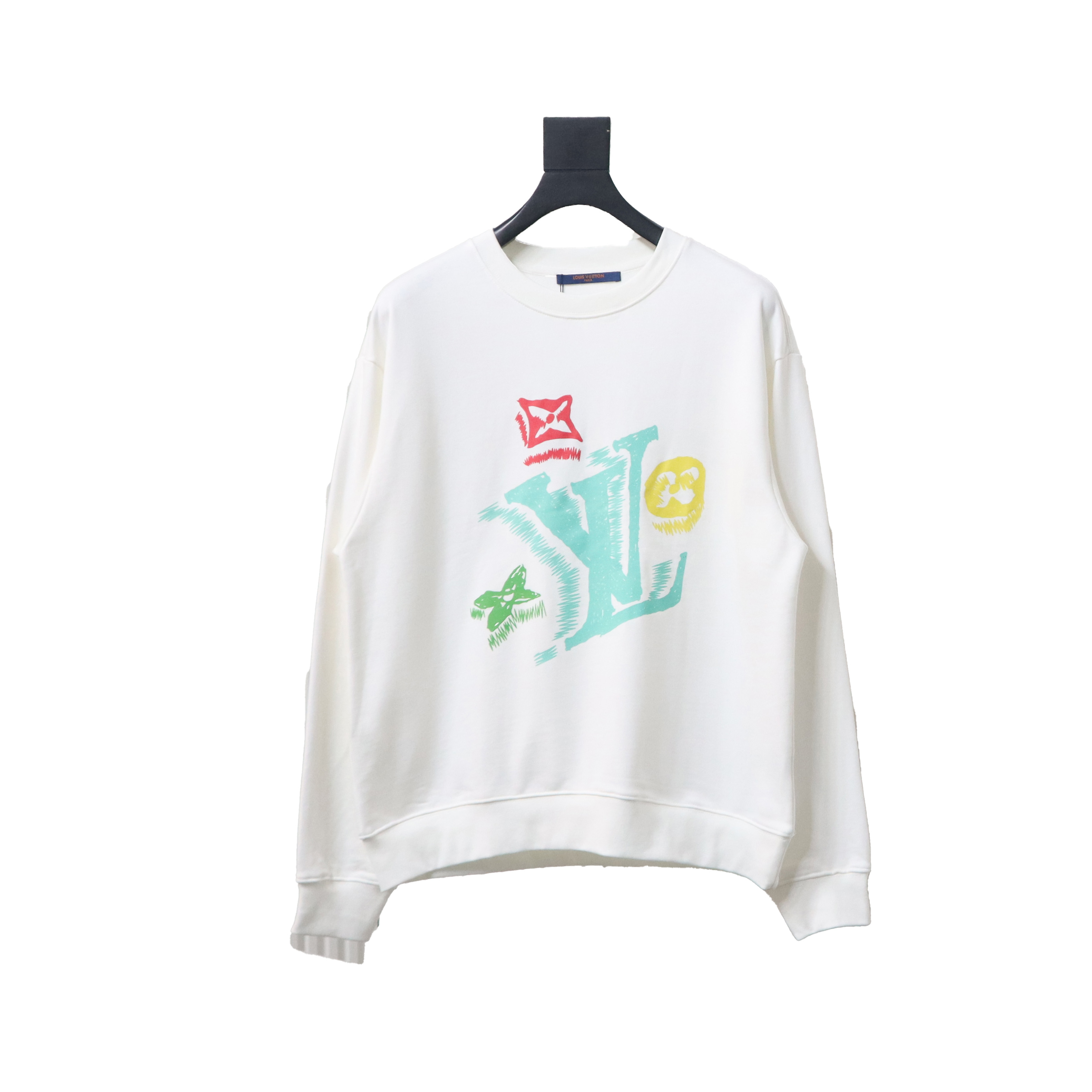 Louis Vuitton 24Fw Graffiti Print Crew Neck Sweatshirt White