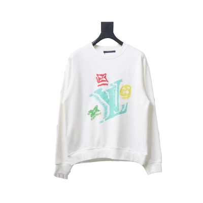 Louis Vuitton 24Fw Graffiti Print Crew Neck Sweatshirt White 01