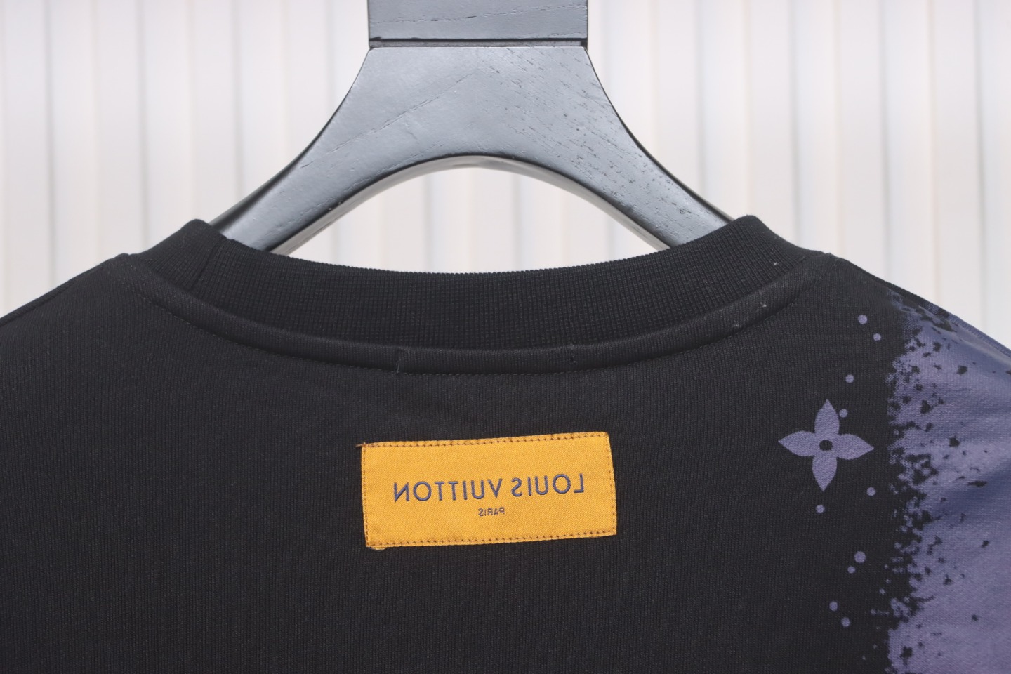 Louis Vuitton 24Fw Ink Splashing Old Flower Print Round Neck Sweatshirt Black