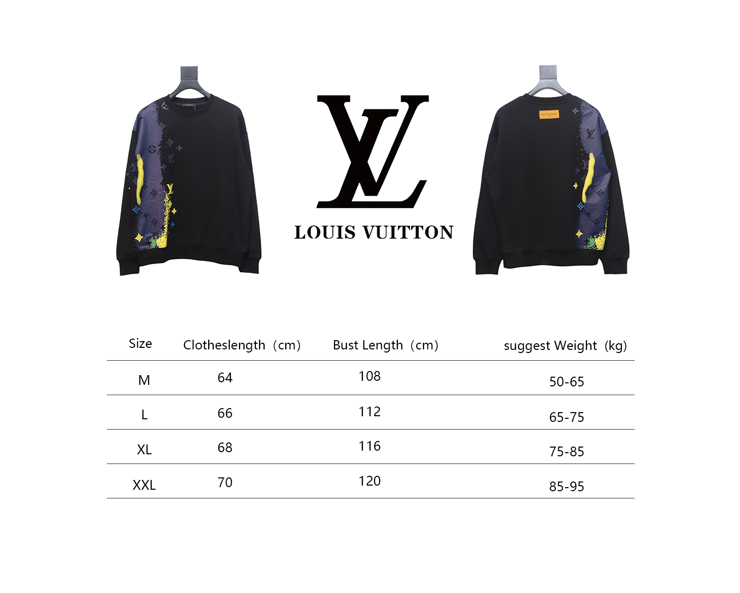 Louis Vuitton 24Fw Ink Splashing Old Flower Print Round Neck Sweatshirt Black