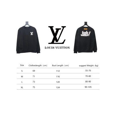 Louis Vuitton 24Fw Leather Label Letter Embroidery Round Neck Sweatshirt Black 02