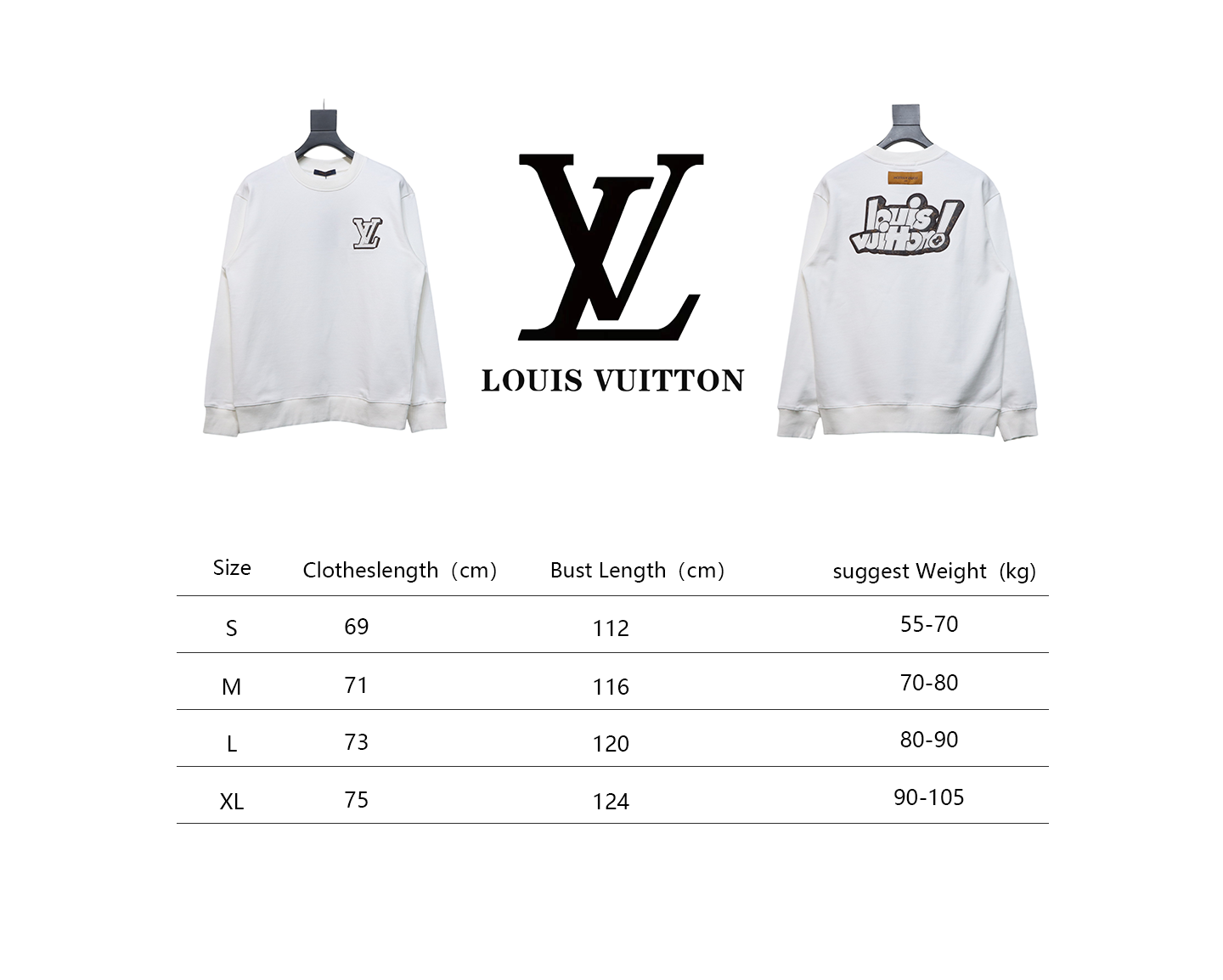 Louis Vuitton 24Fw Leather Label Letter Embroidery Round Neck Sweatshirt White