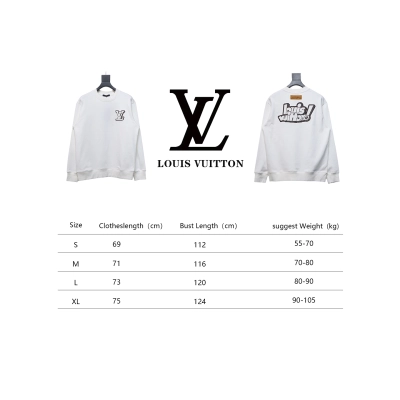 Louis Vuitton 24Fw Leather Label Letter Embroidery Round Neck Sweatshirt White 02