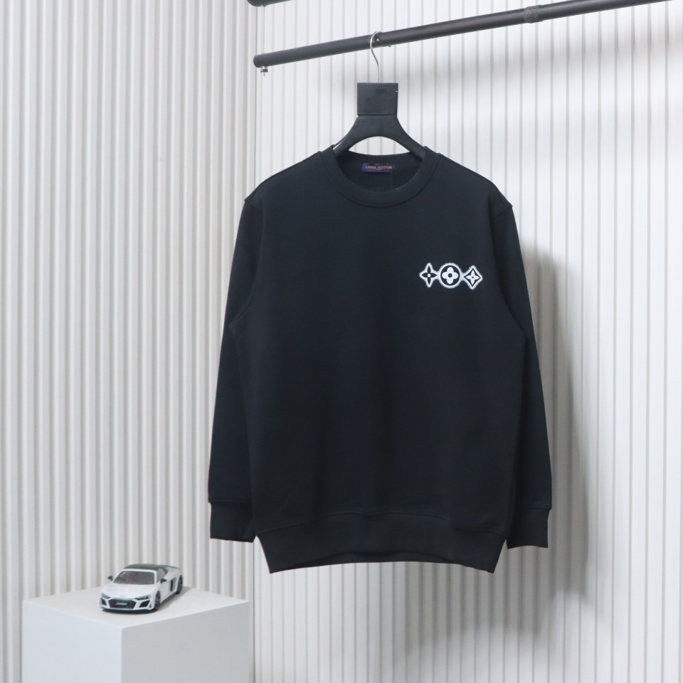 Louis Vuitton 24FW Three Flower Round Neck Sweatshirt Black