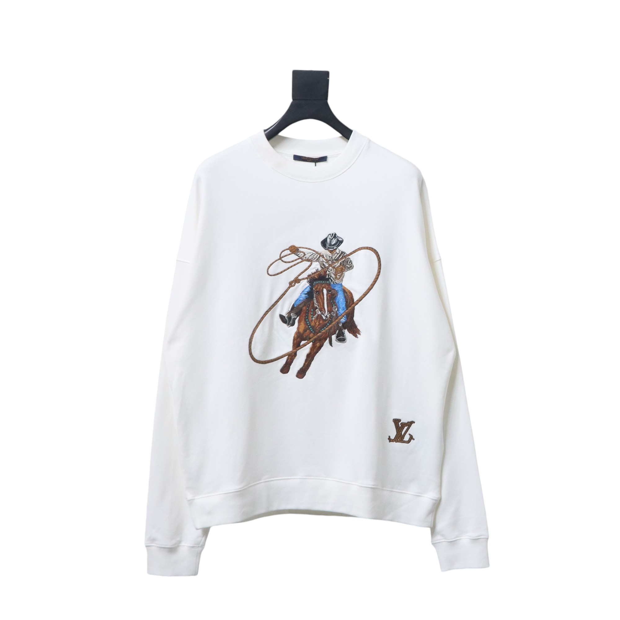 Louis Vuitton 24Fw Western Denim Heavy Embroidery Crewneck Sweatshirt