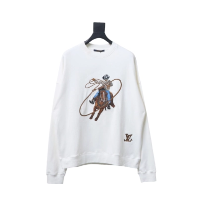 Louis Vuitton 24Fw Western Denim Heavy Embroidery Crewneck Sweatshirt 01