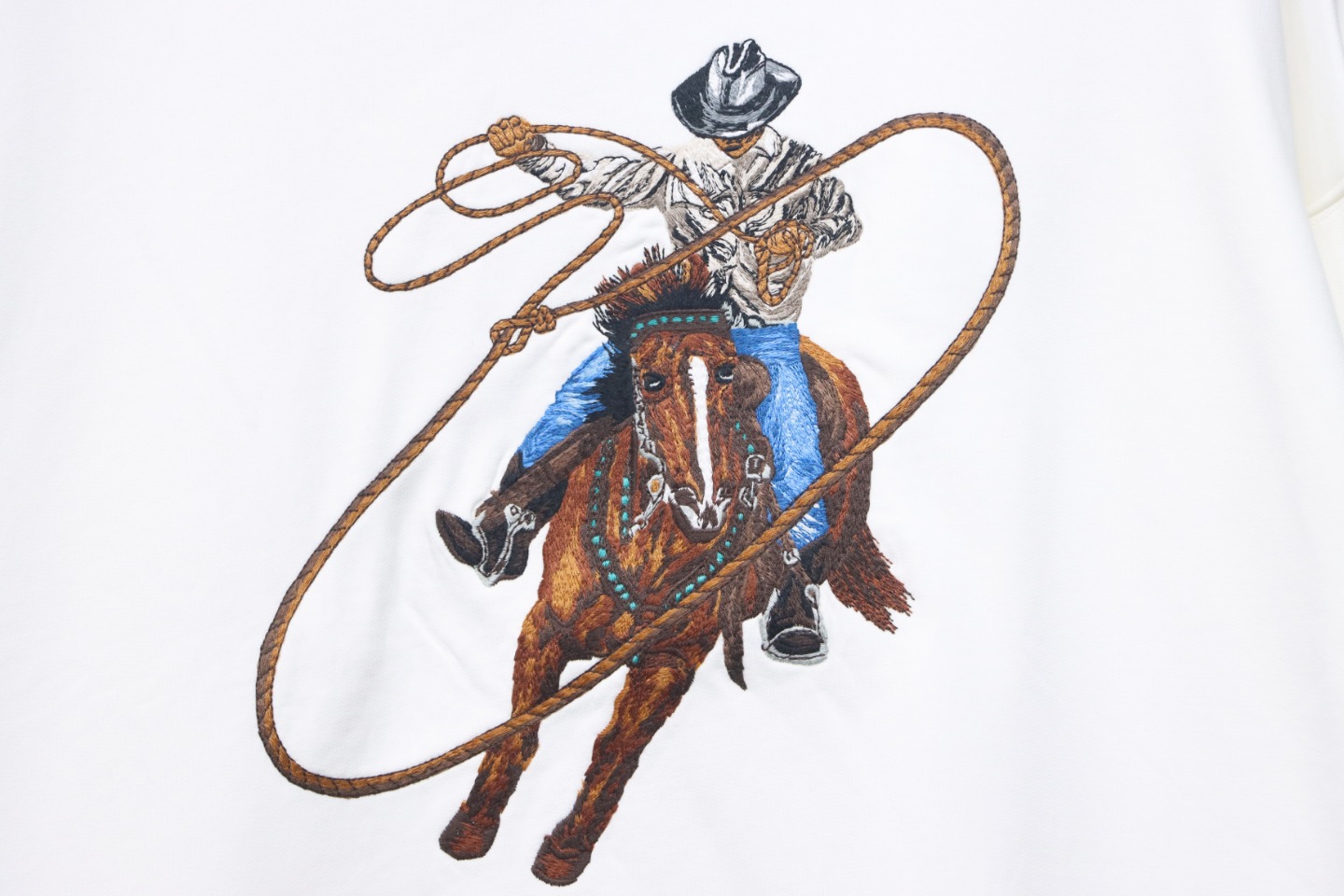 Louis Vuitton 24Fw Western Denim Heavy Embroidery Crewneck Sweatshirt