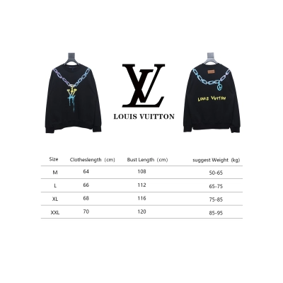 Louis Vuitton Gradient Necklace Pendant Print Round Neck Sweatshirt Black 02