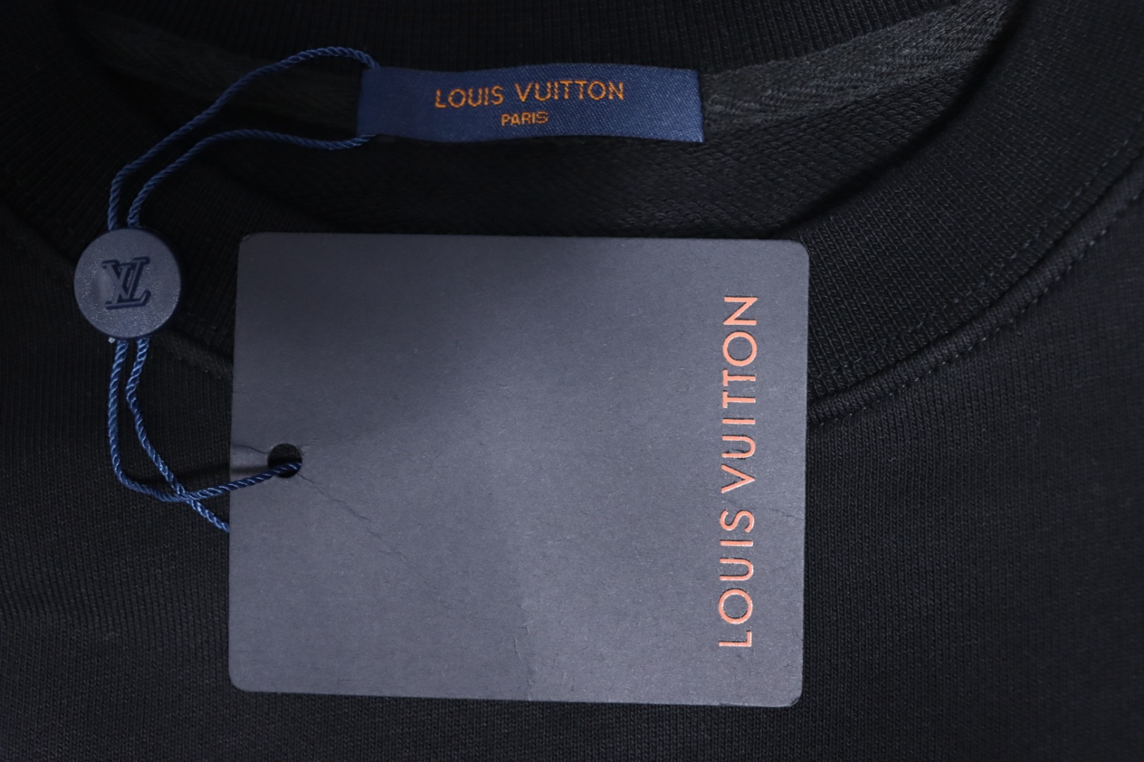 Louis Vuitton Gradient Necklace Pendant Print Round Neck Sweatshirt Black