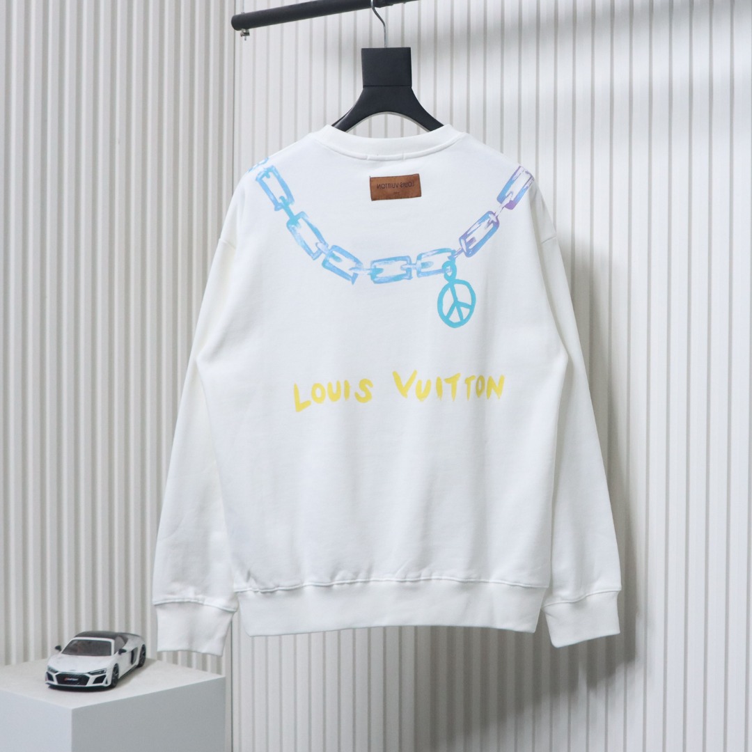 Louis Vuitton Gradient Necklace Pendant Print Round Neck Sweatshirt White