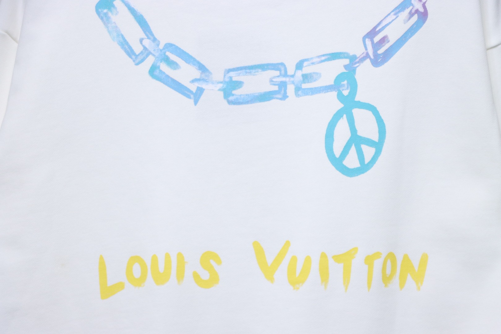Louis Vuitton Gradient Necklace Pendant Print Round Neck Sweatshirt White