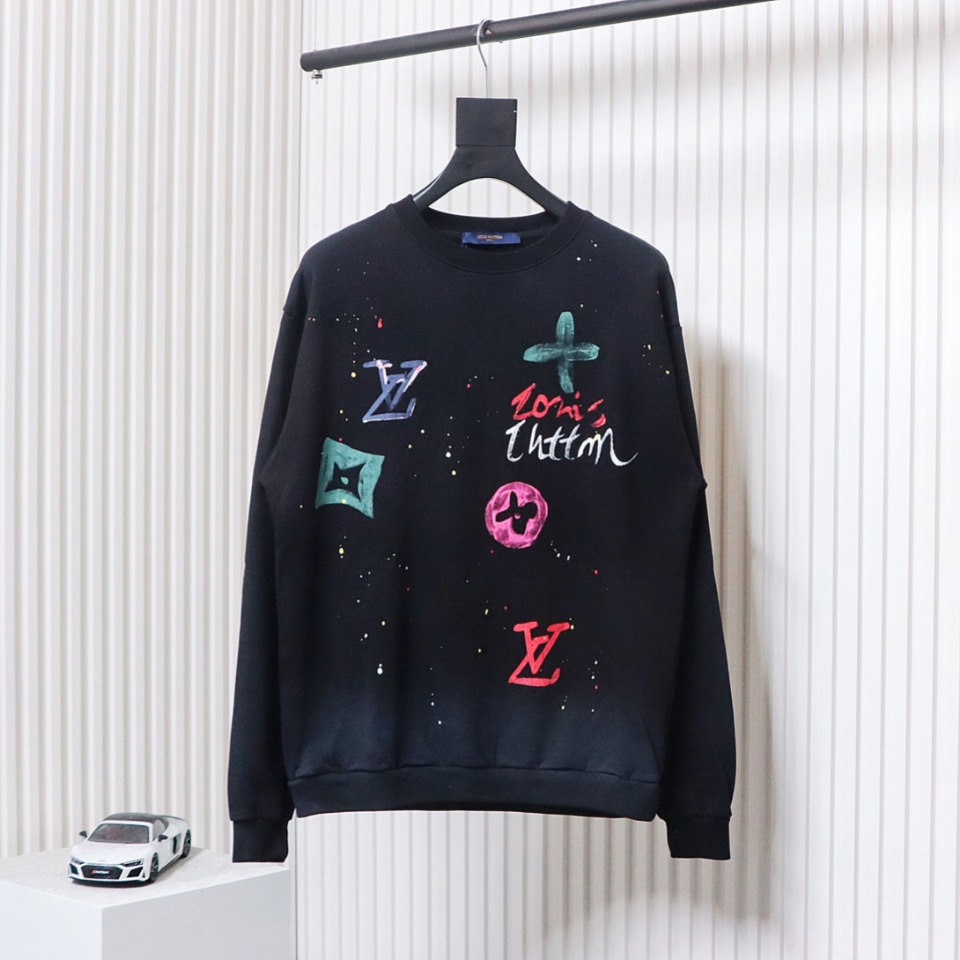 Louis Vuitton Graffiti Lettering Crewneck Sweatshirt Black