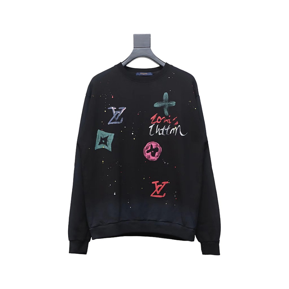 Louis Vuitton Graffiti Lettering Crewneck Sweatshirt Black