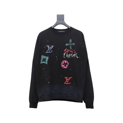 Louis Vuitton Graffiti Lettering Crewneck Sweatshirt Black 01
