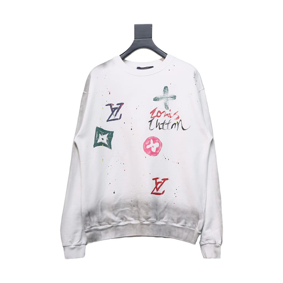 Louis Vuitton Graffiti Lettering Crewneck Sweatshirt White