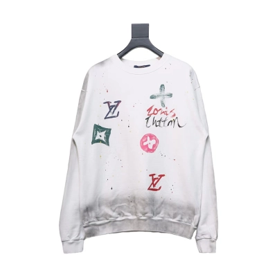 Louis Vuitton Graffiti Lettering Crewneck Sweatshirt White 01