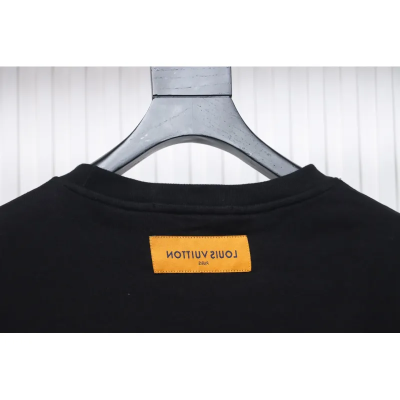 Louis Vuitton LV Logo Splash Print Round Neck Sweatshirt Black
