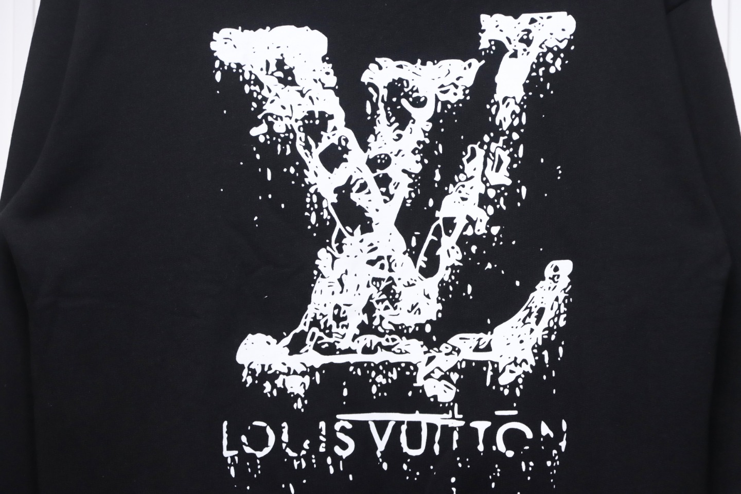 Louis Vuitton LV Logo Splash Print Round Neck Sweatshirt Black