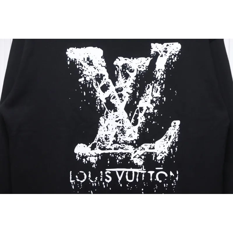 Louis Vuitton LV Logo Splash Print Round Neck Sweatshirt Black