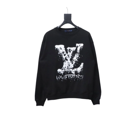 Louis Vuitton LV Logo Splash Print Round Neck Sweatshirt Black 01