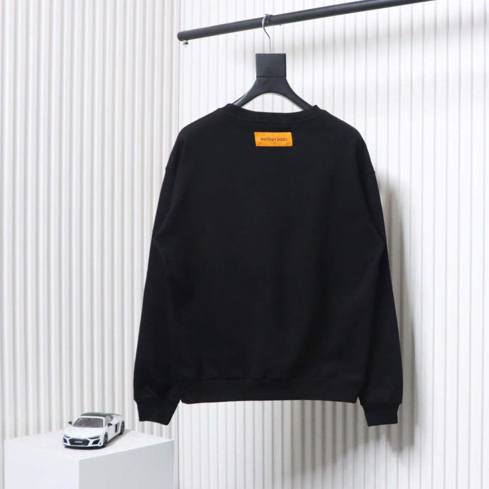 Louis Vuitton LV Logo Splash Print Round Neck Sweatshirt Black
