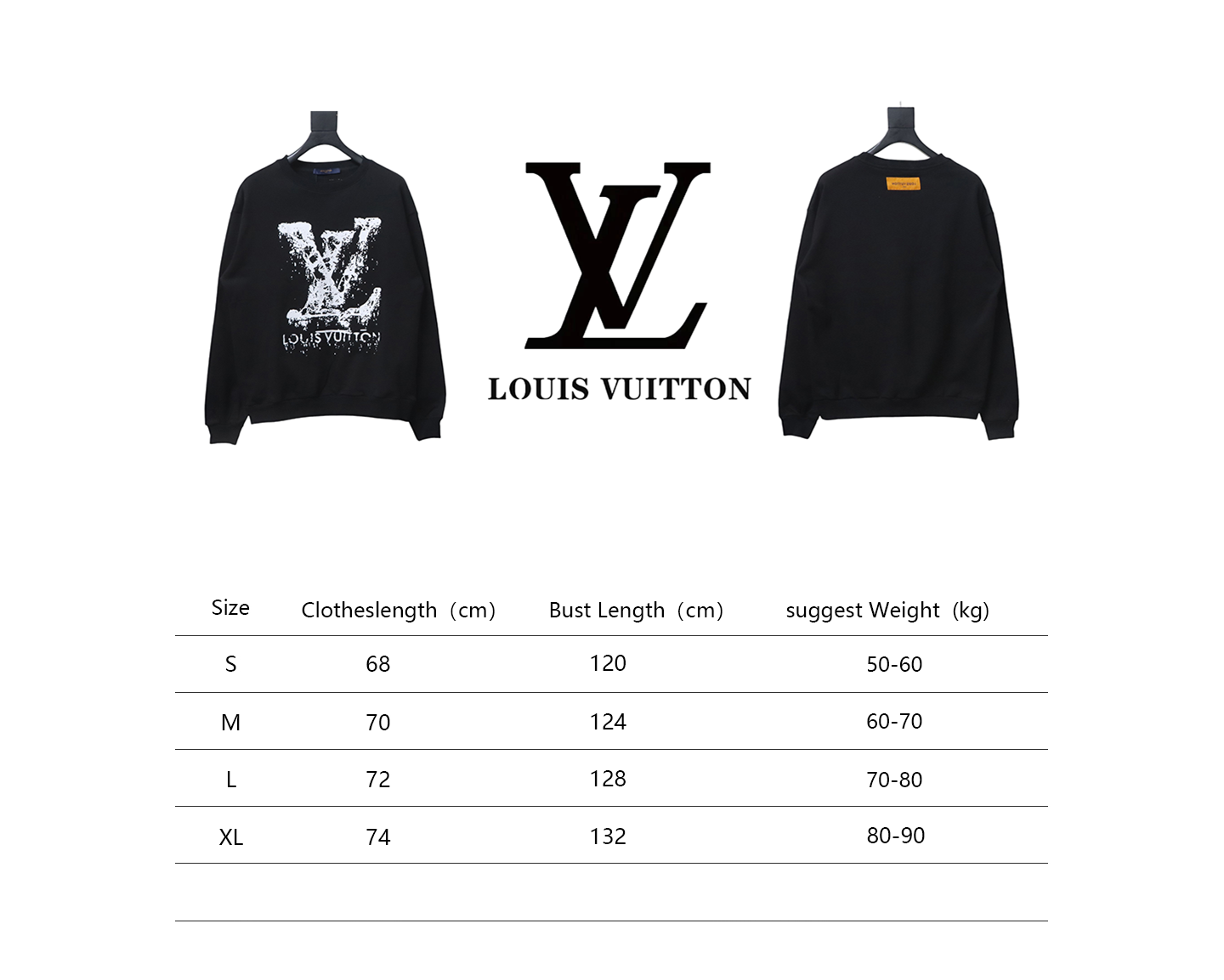 Louis Vuitton LV Logo Splash Print Round Neck Sweatshirt Black