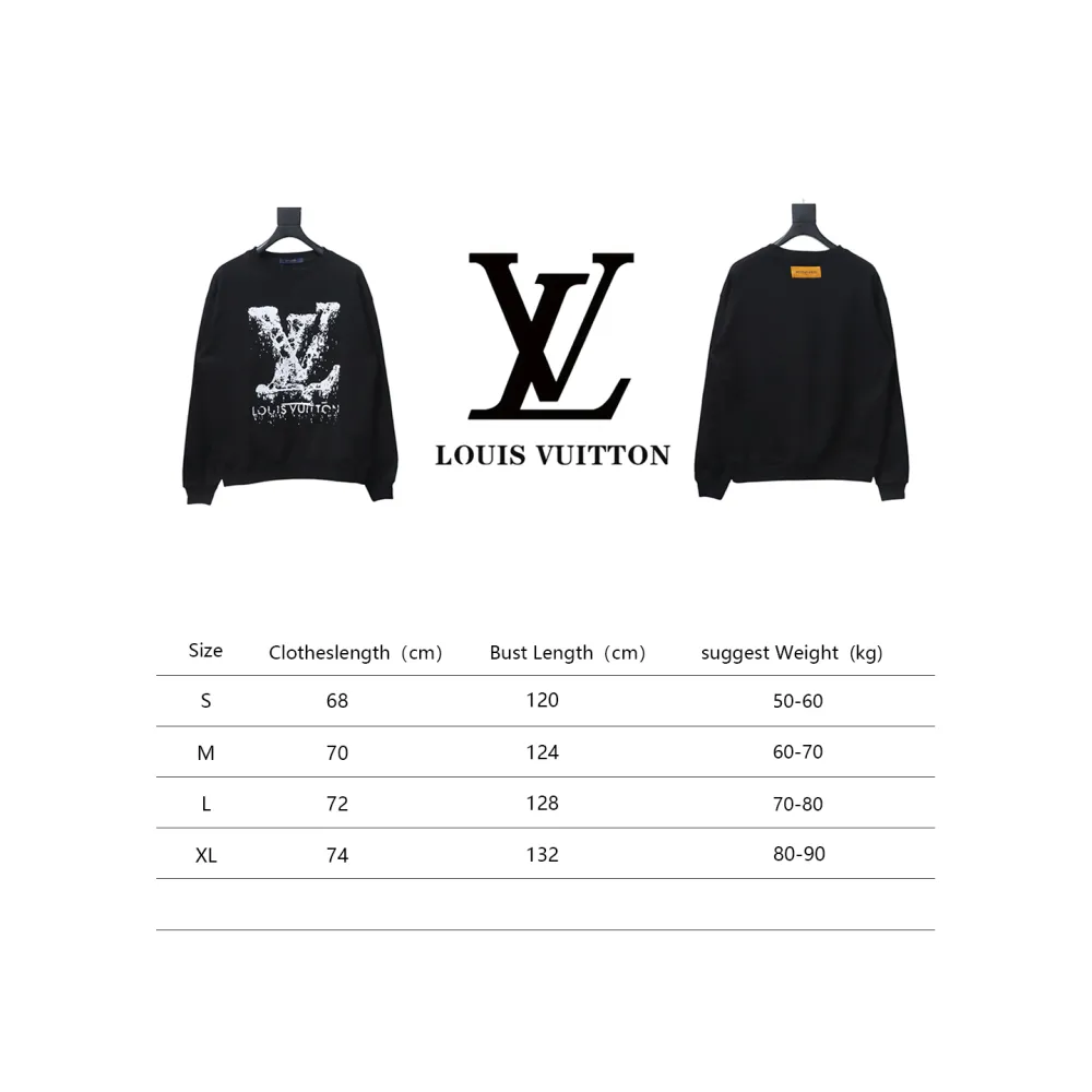 Louis Vuitton LV Logo Splash Print Round Neck Sweatshirt Black
