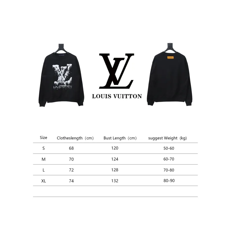 Louis Vuitton LV Logo Splash Print Round Neck Sweatshirt Black