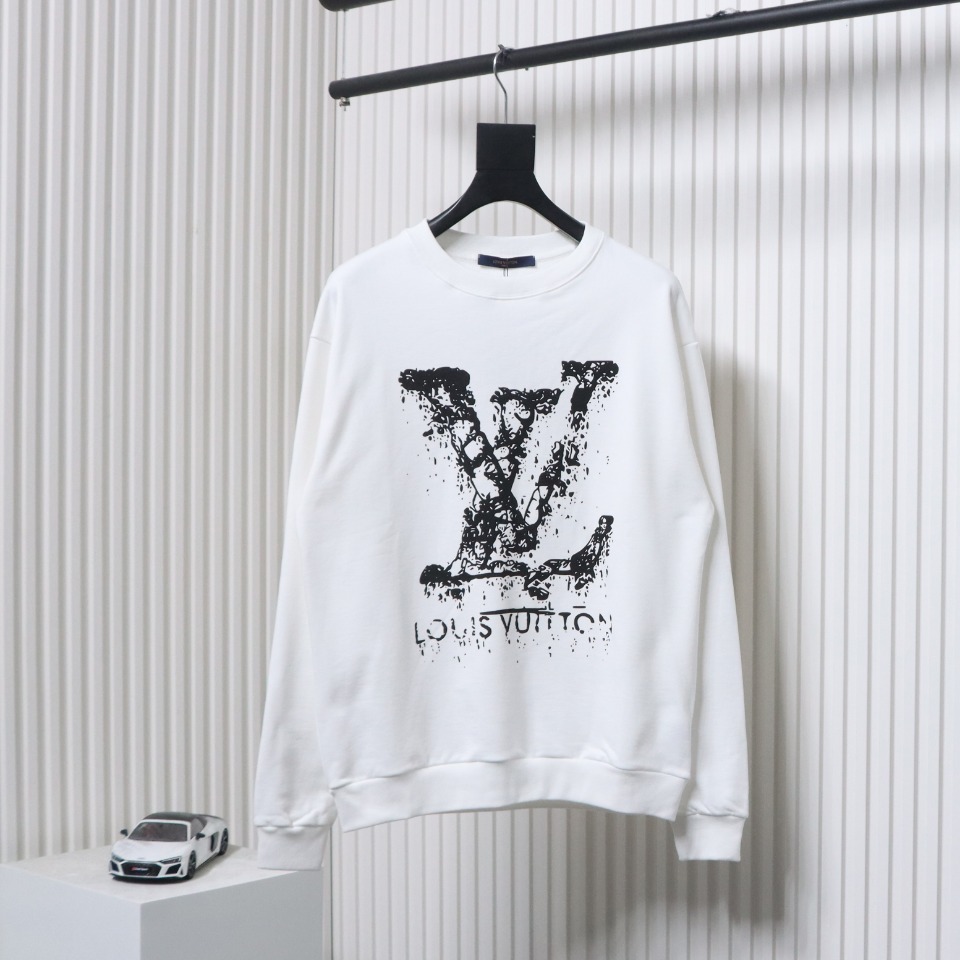 Louis Vuitton LV Logo Splash Print Round Neck Sweatshirt White
